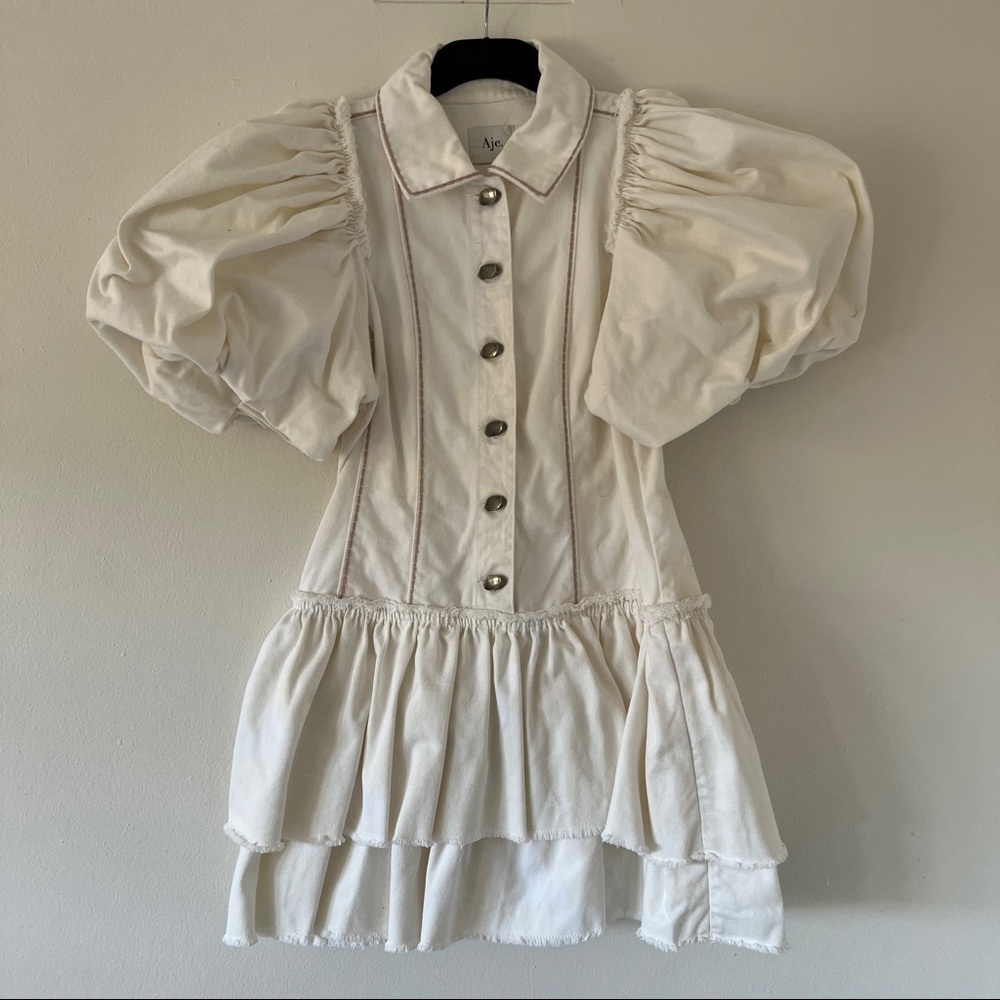 AJE Reclaim Denim Mini Dress Ivory • Size 10 • RRP $395 - Picture 9 of 16